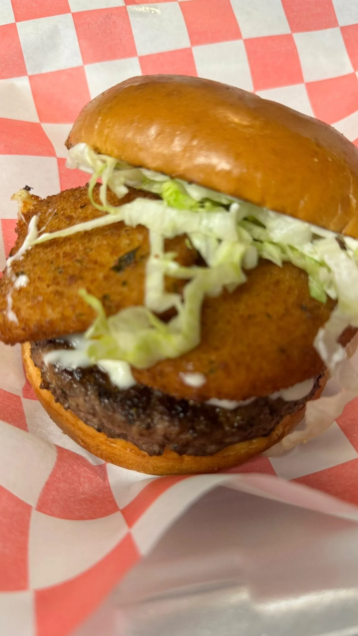 Southern-style fried chicken sandwich with lettuce