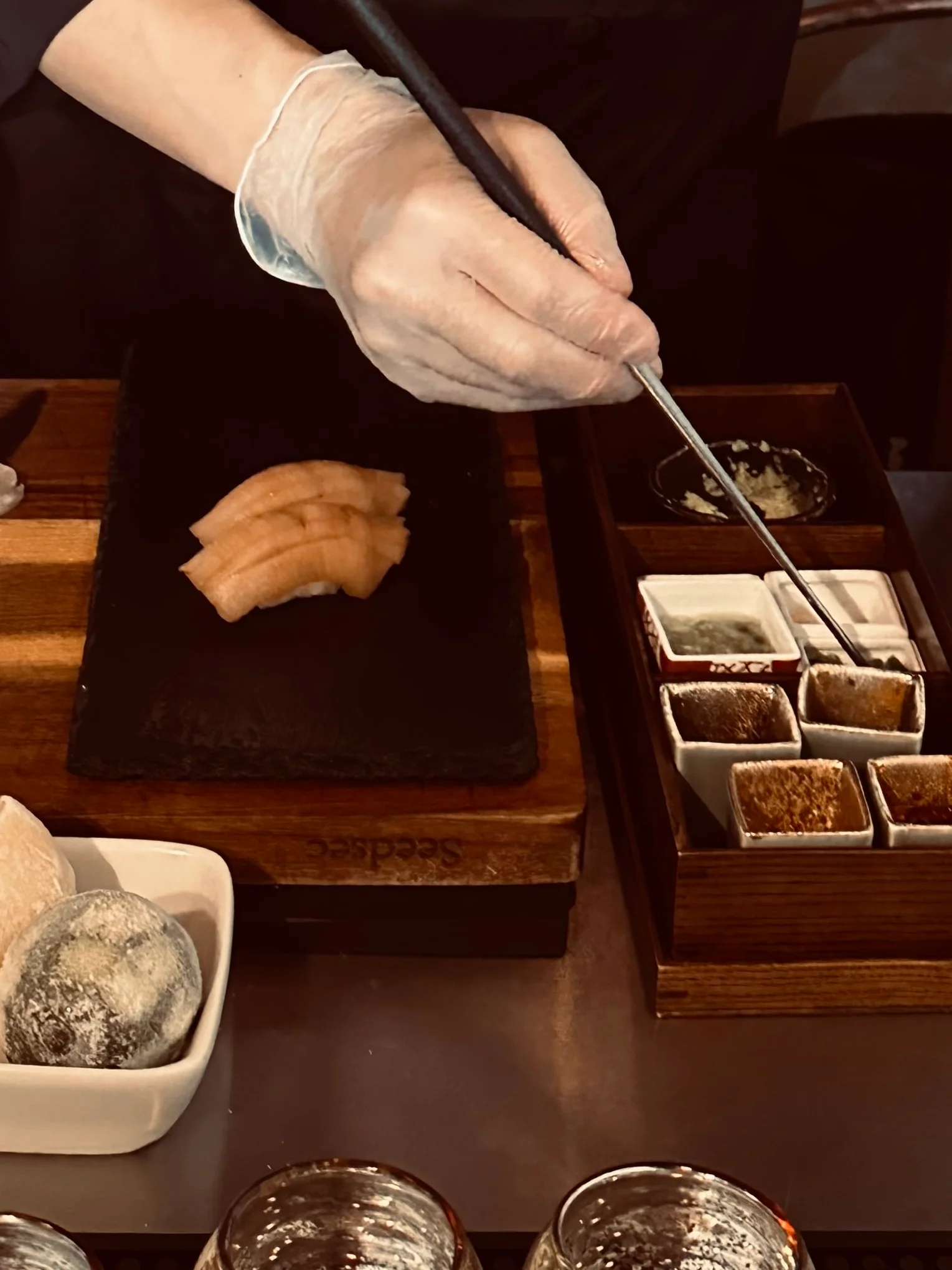 A restaurant chef preparing a dish