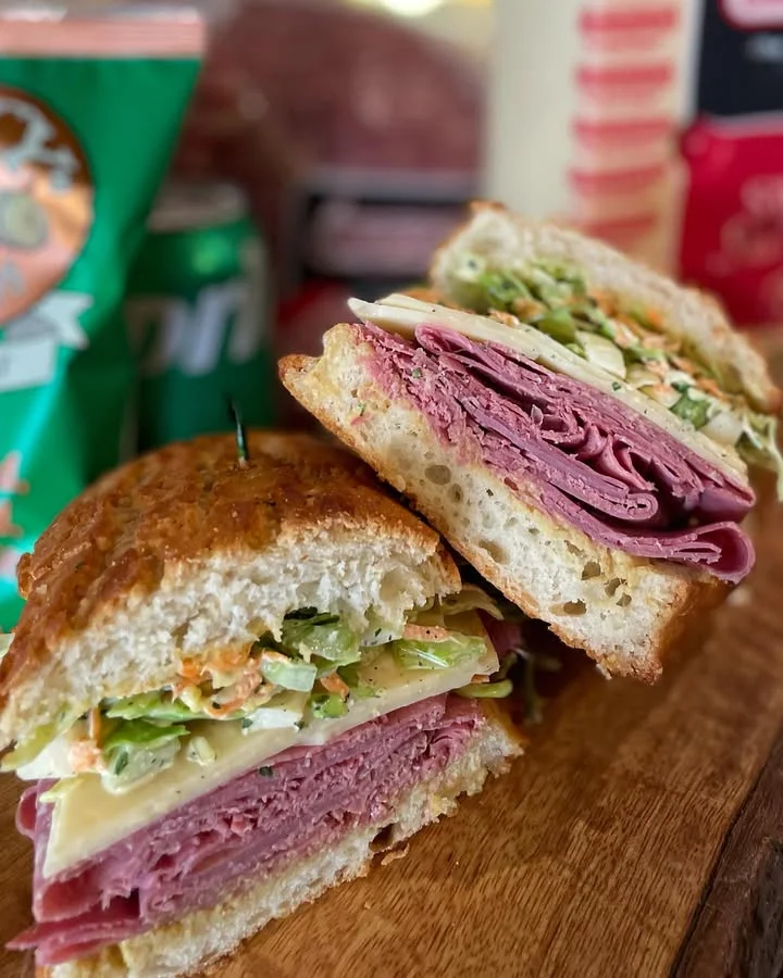 Classic Italian deli sandwich with layers of meats and fresh toppings
