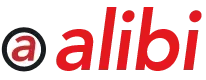 Logo of Alibi restaurant featuring bold typography