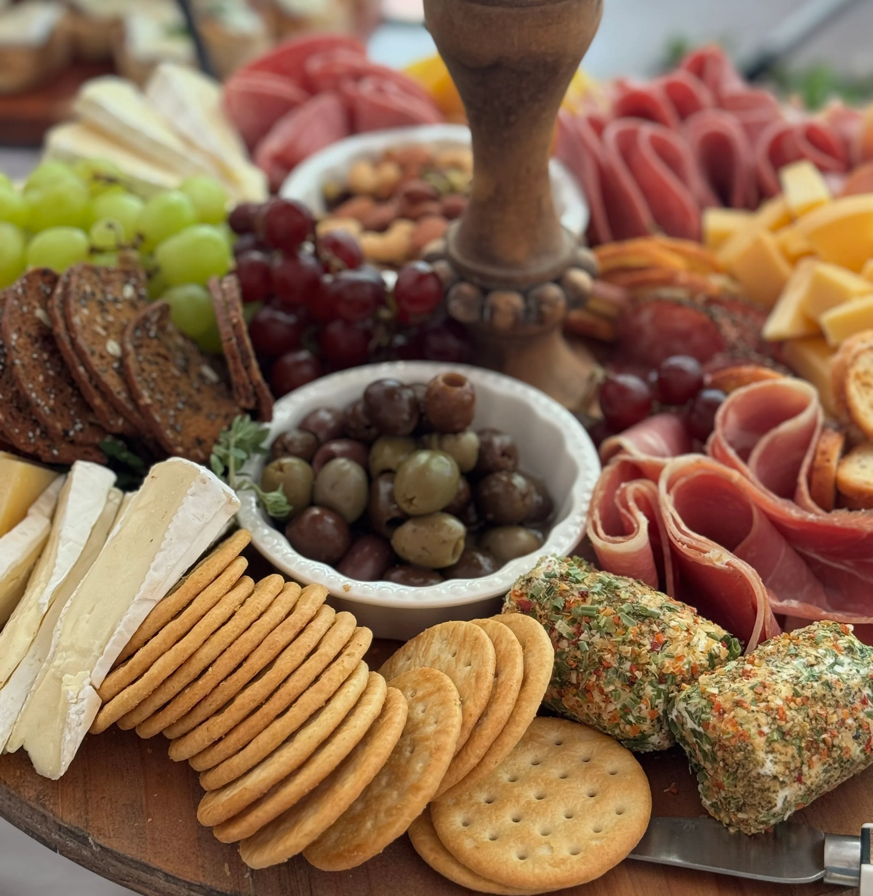 Artisan charcuterie board with assorted cheeses and meats