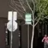 Artistic sculpture of hands in a public space