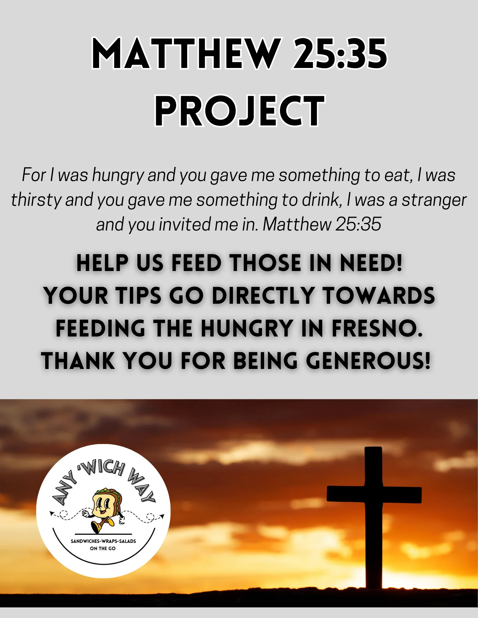 Community outreach project for feeding the hungry in Fresno
