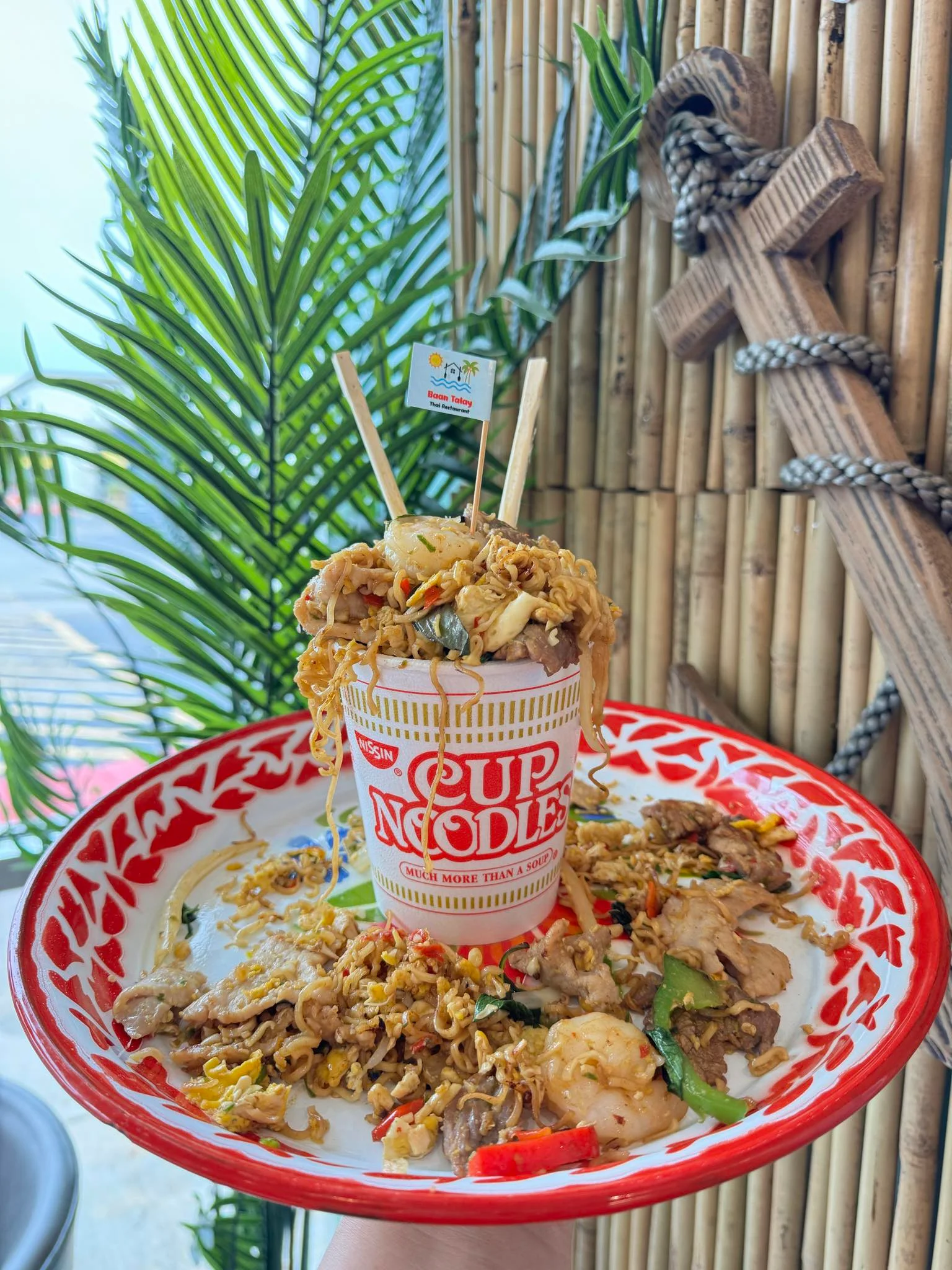 Indonesian fried noodles served in a cup