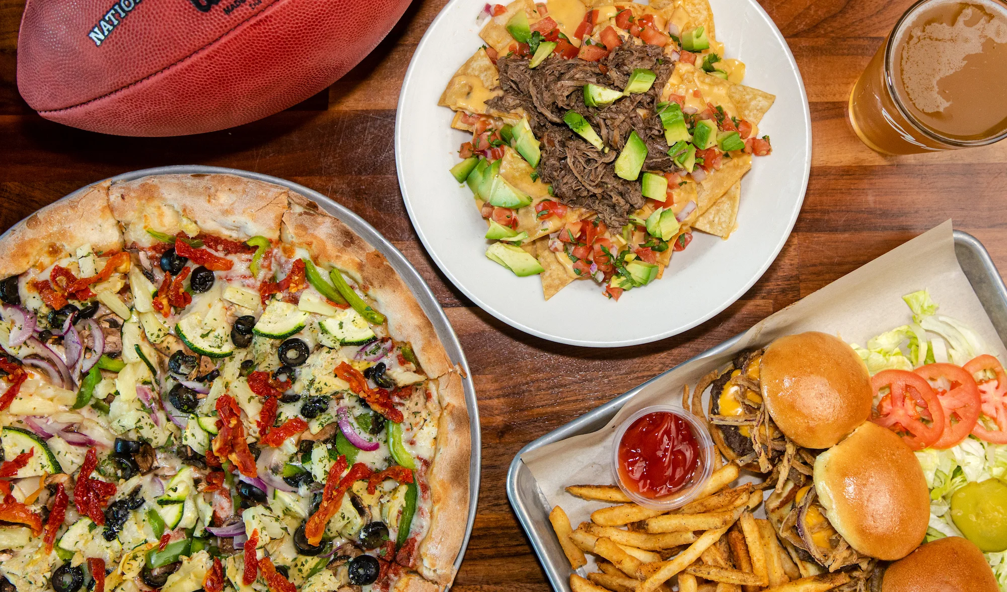 Pizza, Nachos, & Sliders.