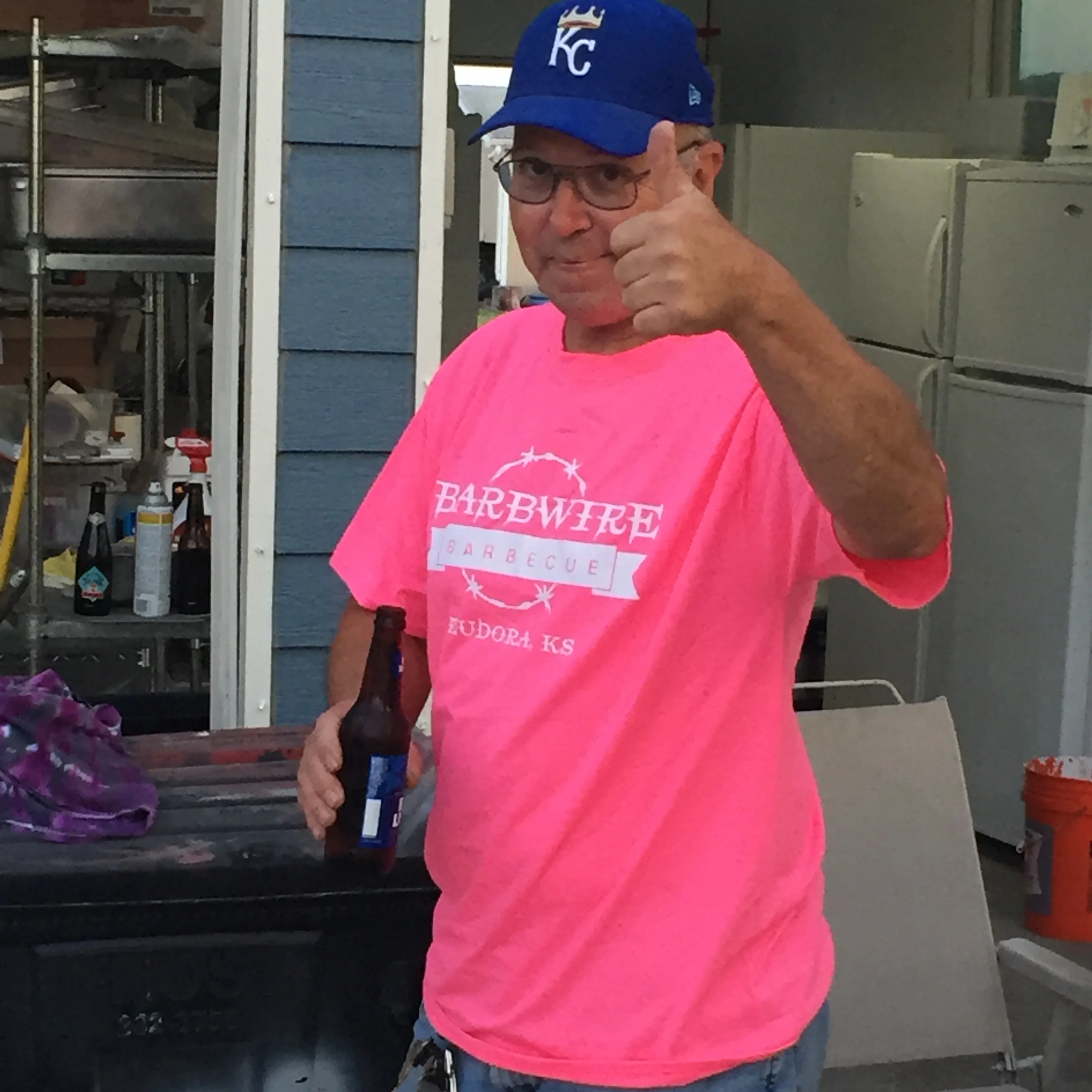 Dad in his new pink shirt