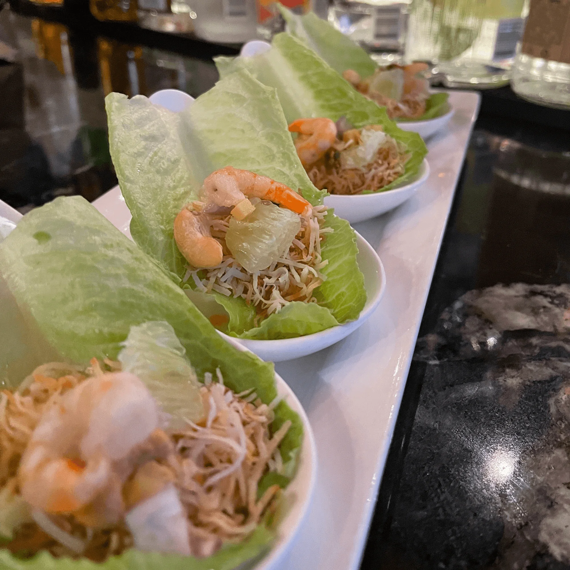Shrimp lettuce wraps with crispy noodles