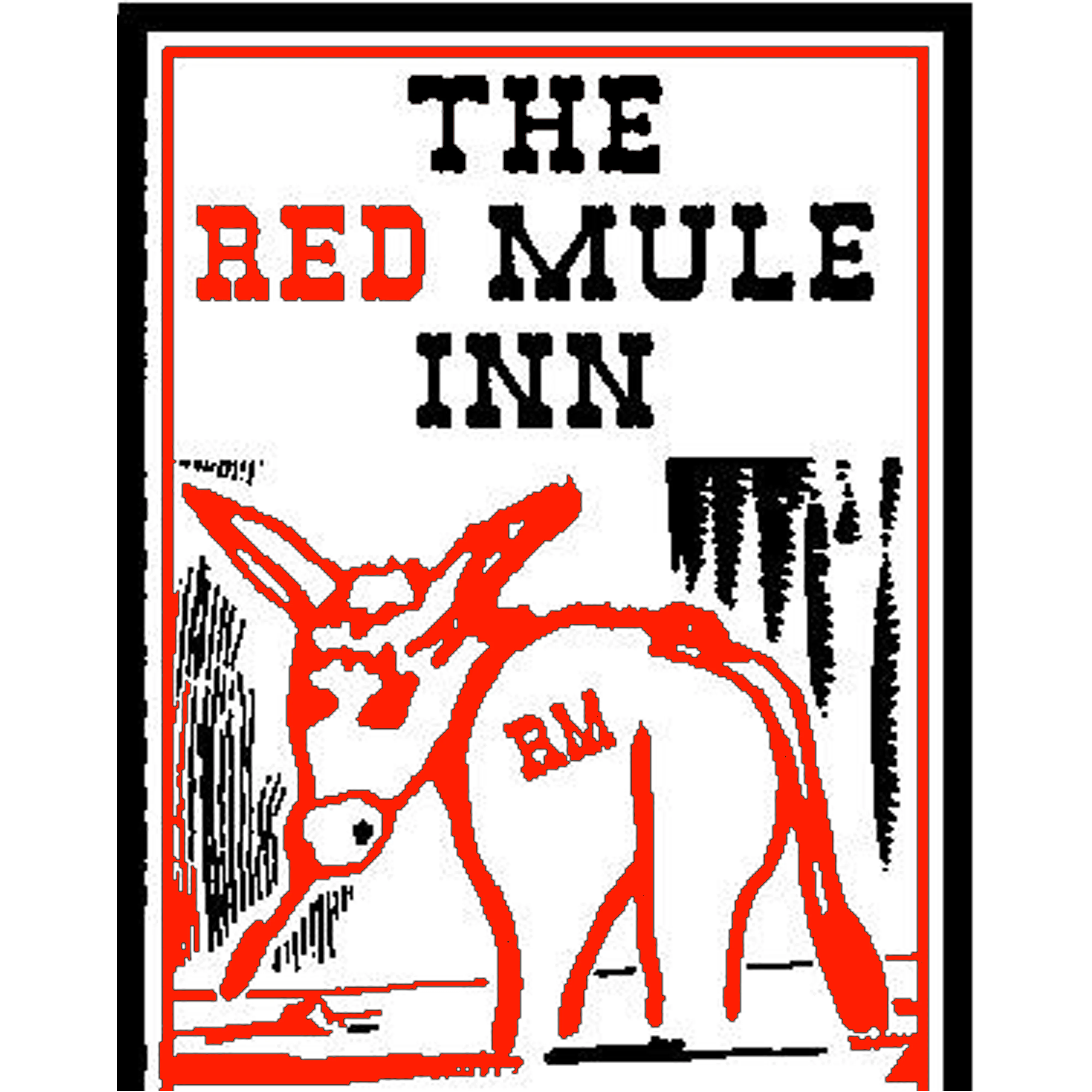 Logo of The Red Mule Inn featuring a stylized mule illustration