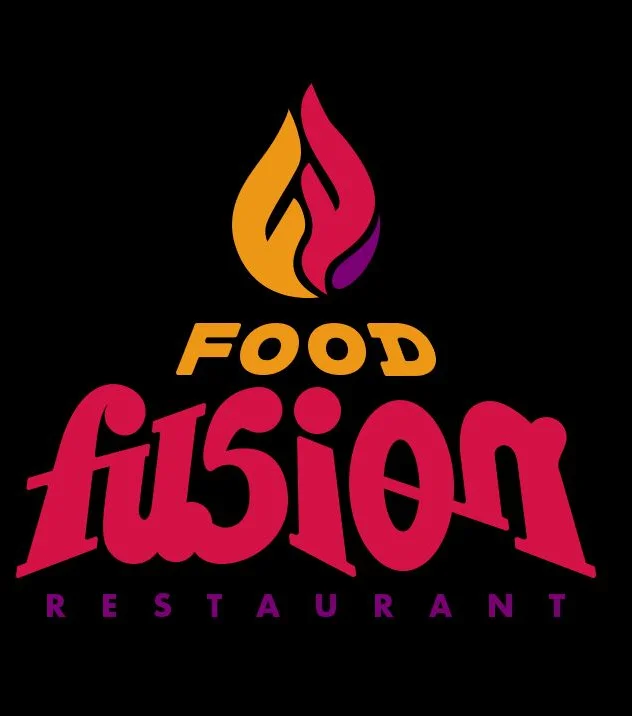 Logo of Food Fusion Restaurant with vibrant flame design