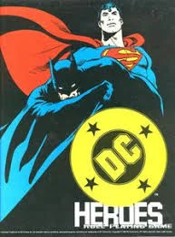 Cover of DC Heroes role-playing game featuring iconic superheroes