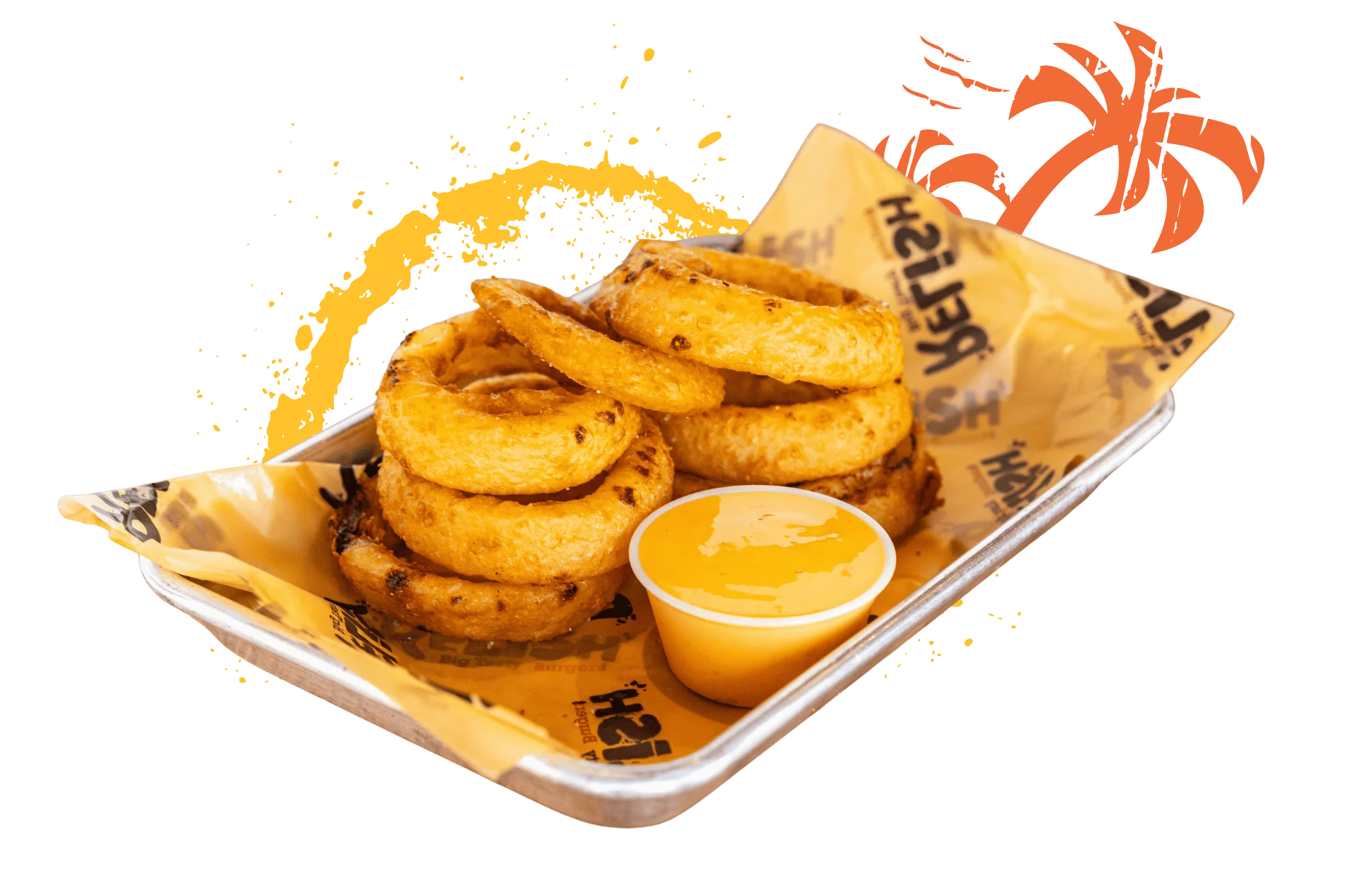 Crispy onion rings with dipping sauce