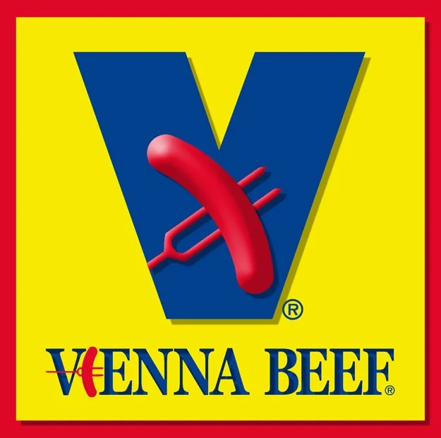 Vienna Beef logo featuring a stylized hot dog and fork