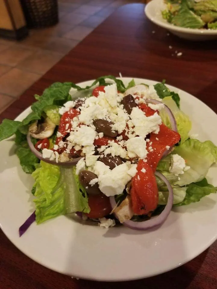 Greek salad with feta cheese and olives