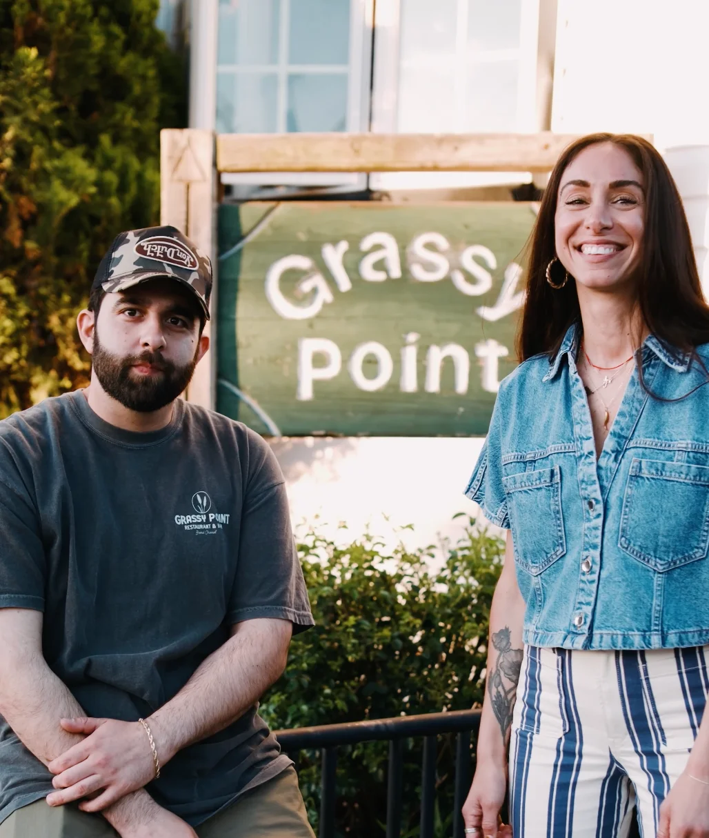 Historic Grassy Point Hotel with dining and dancing signage