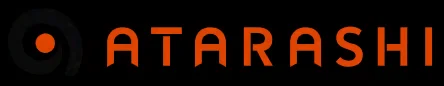 Atarashi restaurant logo with orange lettering