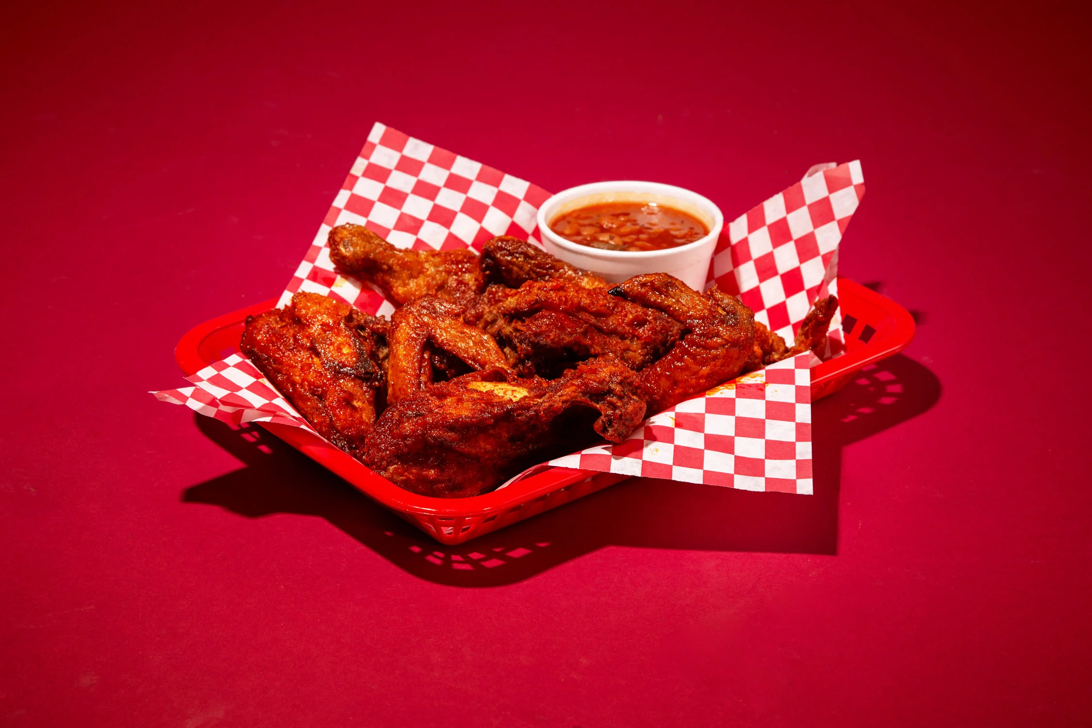 Crispy buffalo chicken wings with dipping sauce