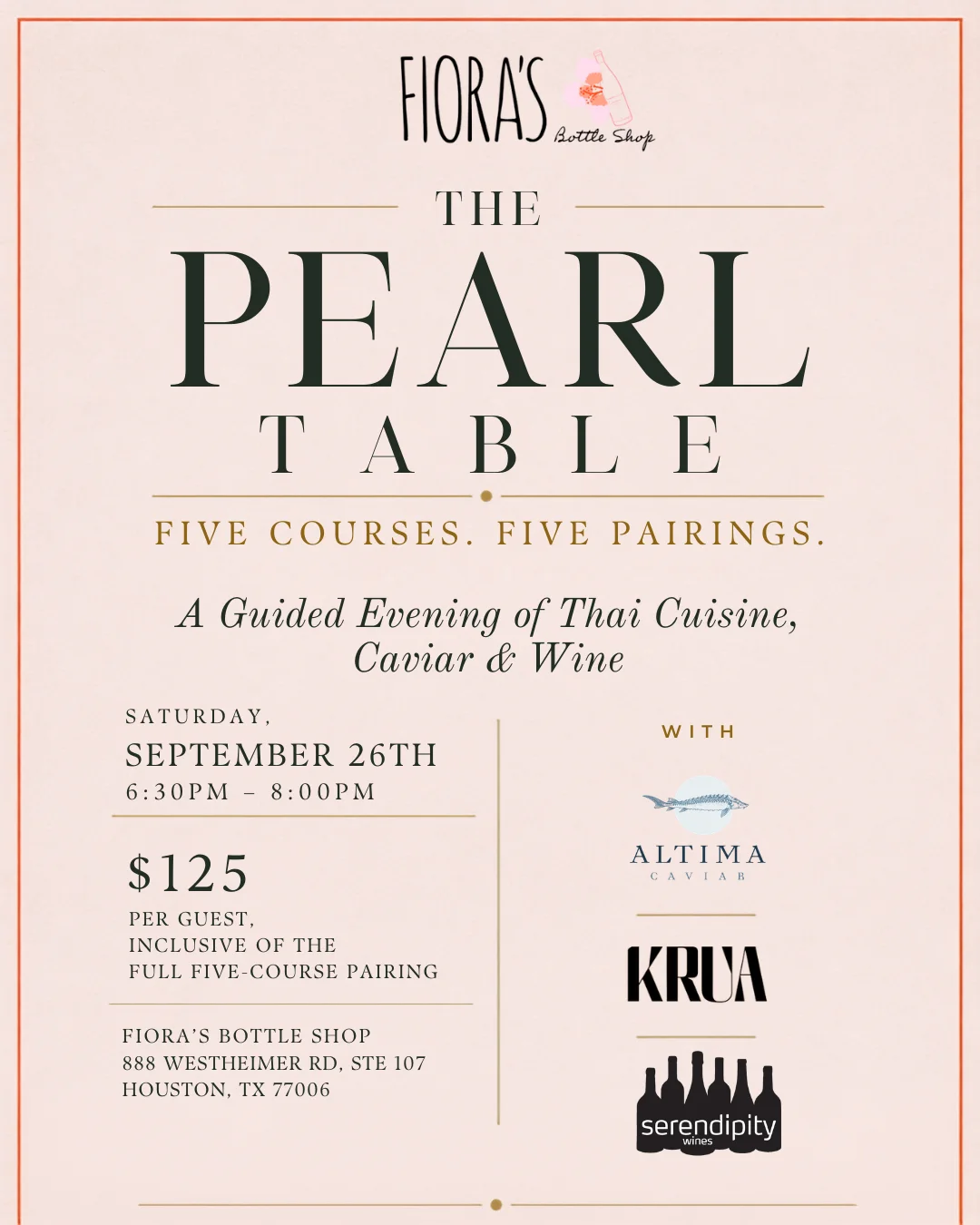 Elegant event flyer for a Thai cuisine and caviar pairing dinner