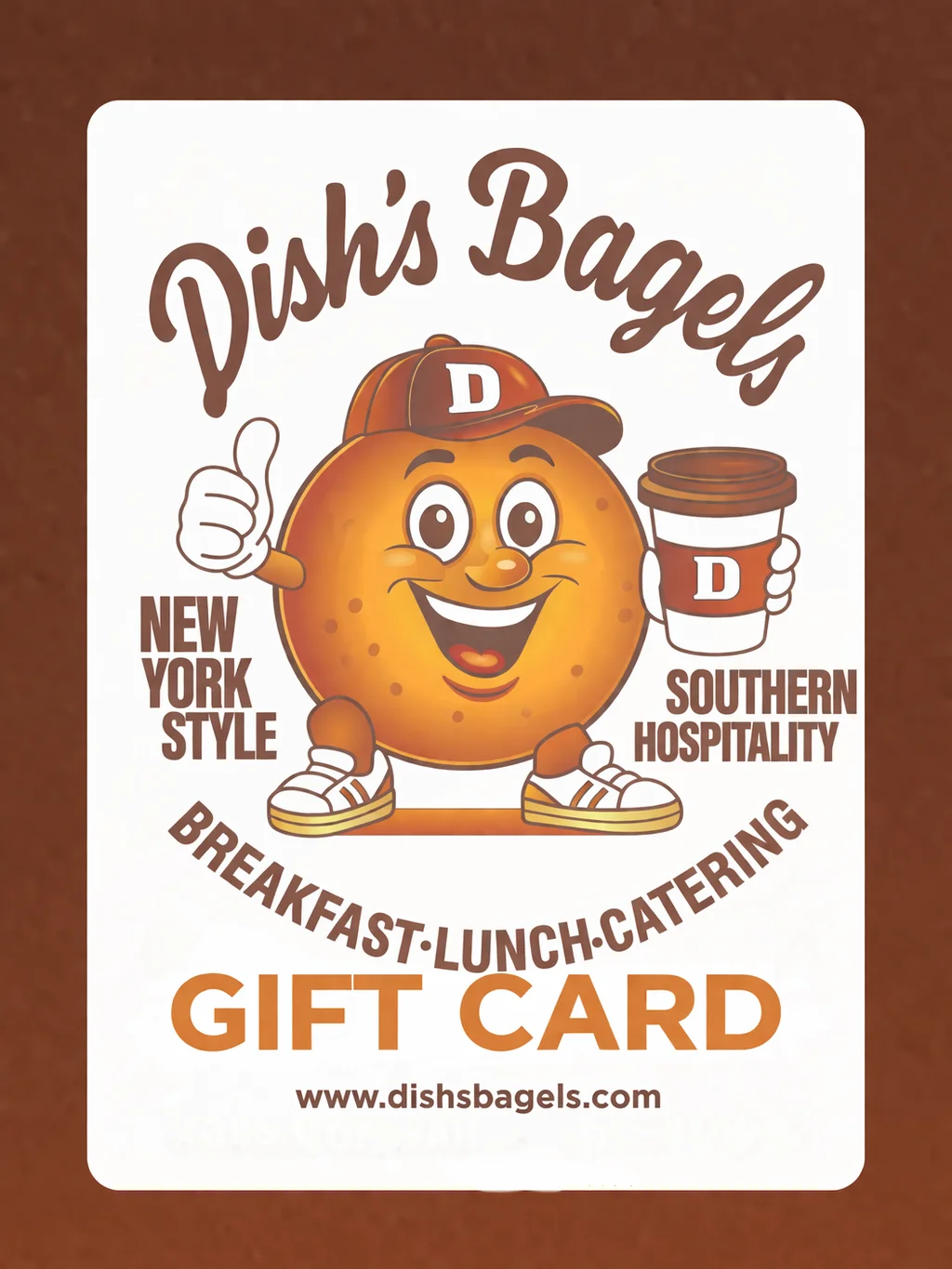 Gift card design featuring bagels and a festive theme.