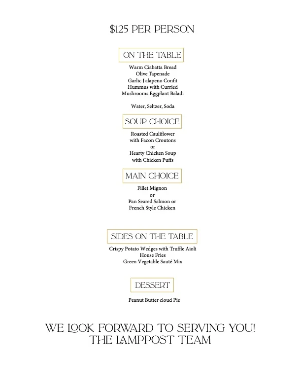 Elegant multi-course dining menu for a special event