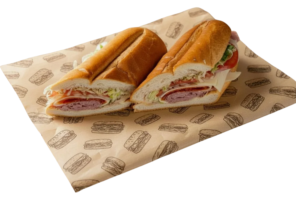A variety of delicious sandwiches displayed on a wooden board.