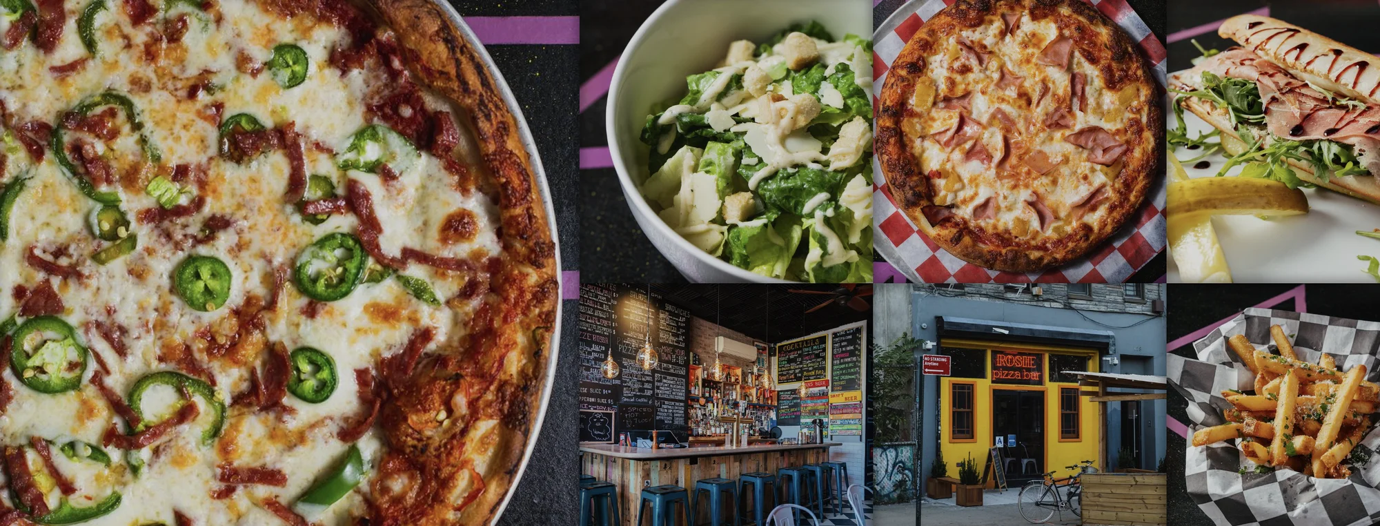 A collage of Rosie Pizza Bar