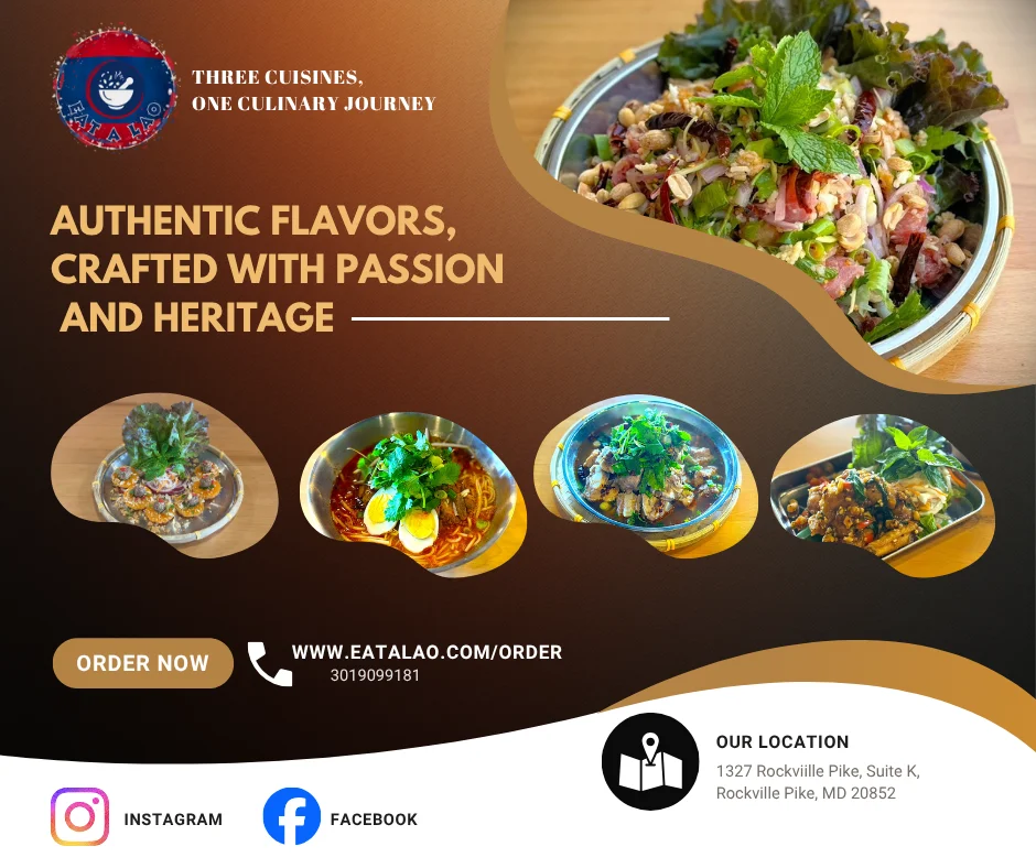 Lao papaya salad with fresh herbs and vibrant colors