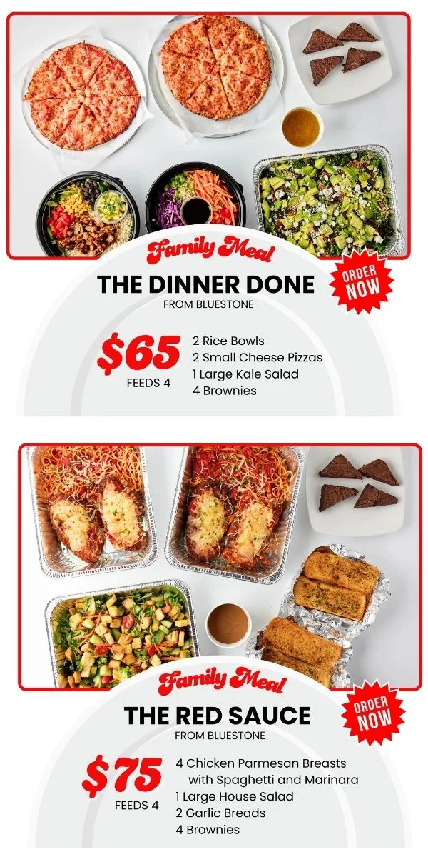 Family meal featuring Italian chicken parmesan with spaghetti and salad