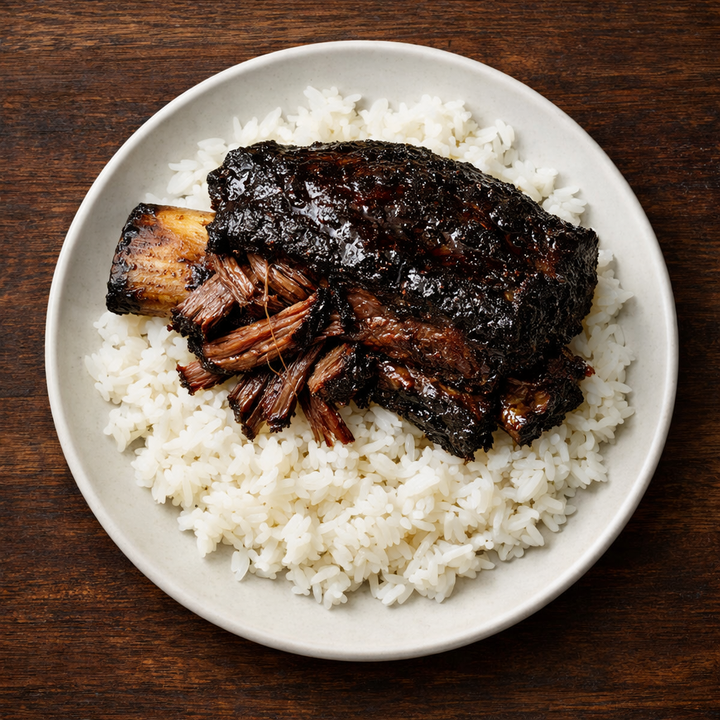 Dress Blue BBQ - Beef Short Rib with Jasmine Rice Dress Blue BBQ - Beef Short Rib with Jasmine Rice