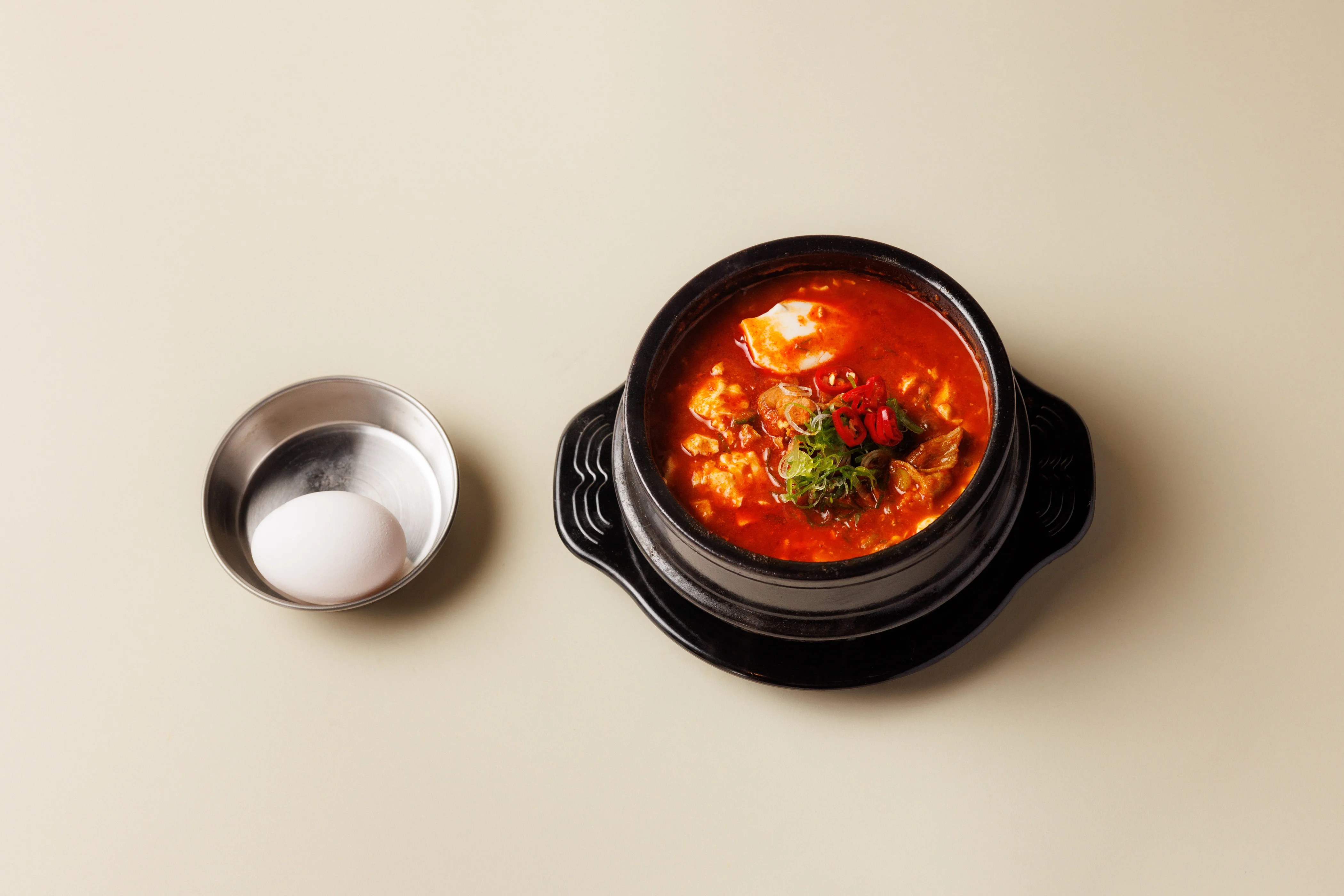 Korean kimchi jjigae in a stone pot