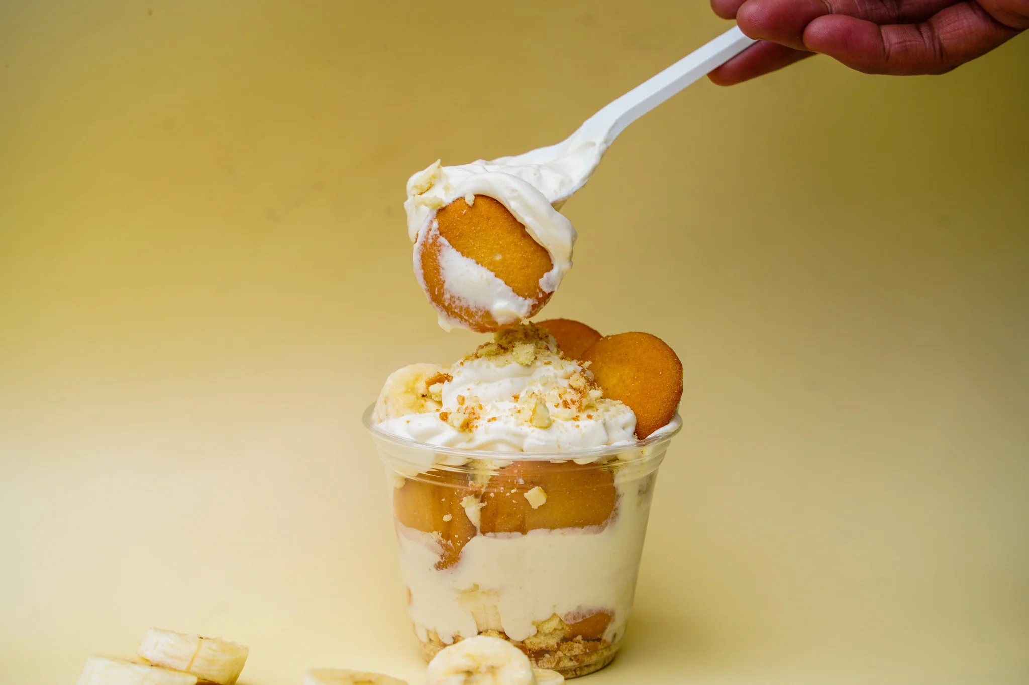 Classic Southern banana pudding dessert in a cup