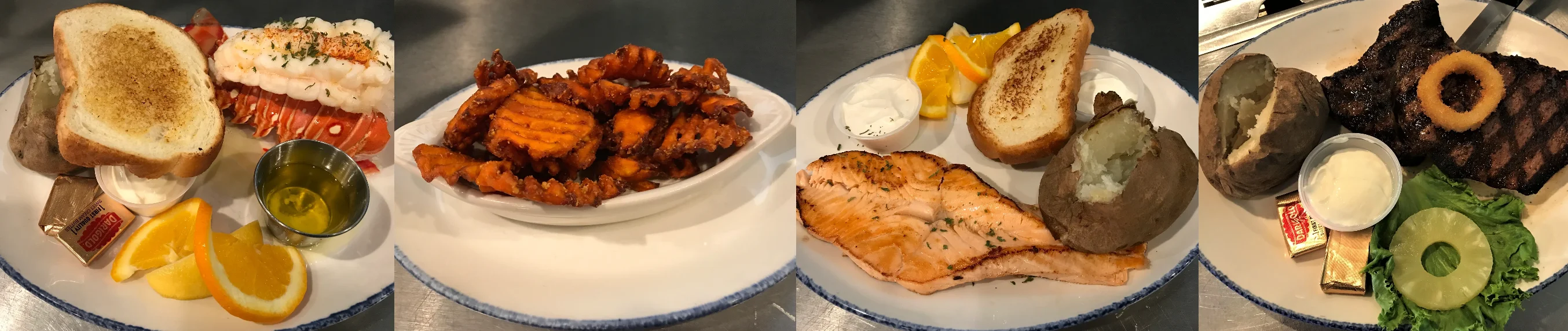 Seafood platter featuring lobster and grilled salmon