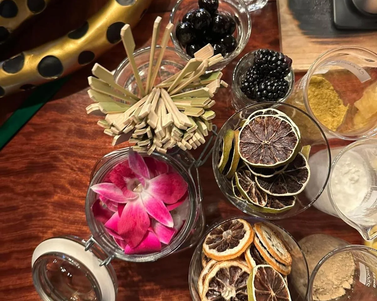 Garnishes. Cocktails. Best cocktails. Karoo Café. Cocktails. Coffee. Fun vibes. Artistic. Bar. Pike Place. Seattle.