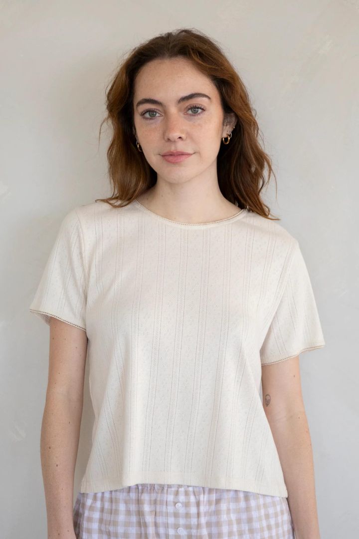 Ribbed Slub Cream Tee - Image 1 of 3