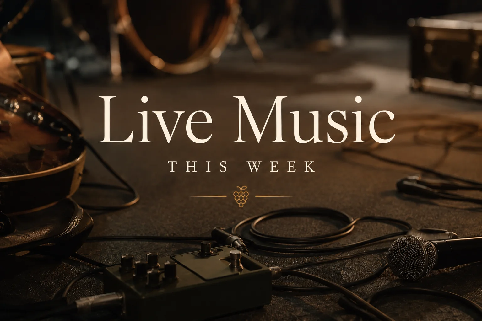 Live music setup with instruments and microphone on stage