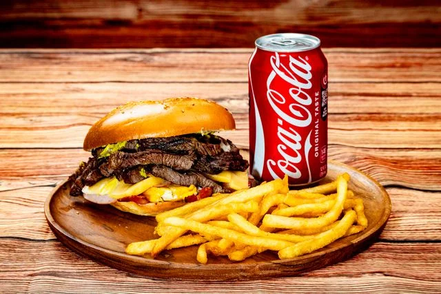 Hearty Texas-style brisket sandwich with fries