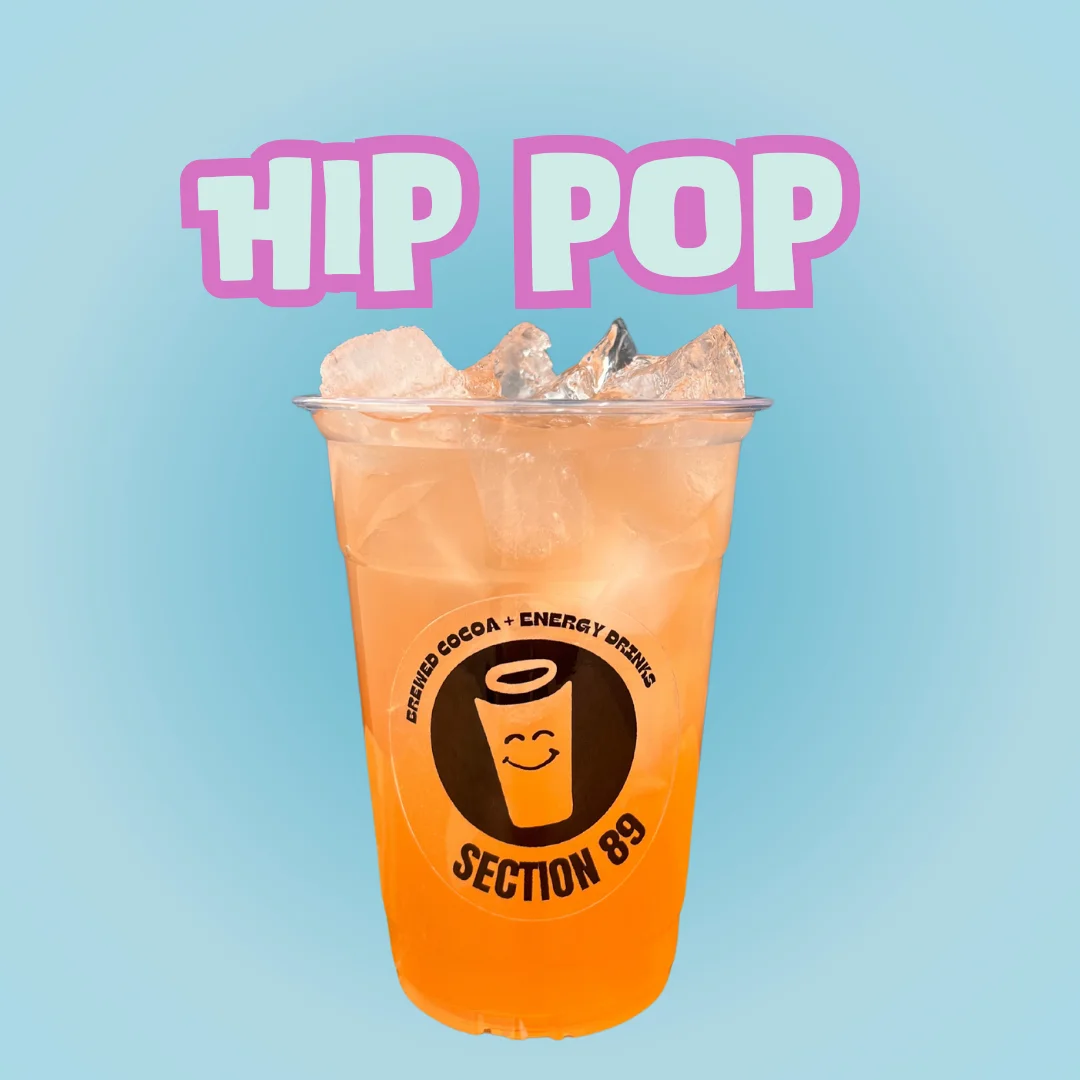Refreshing energy drink in a clear cup with ice