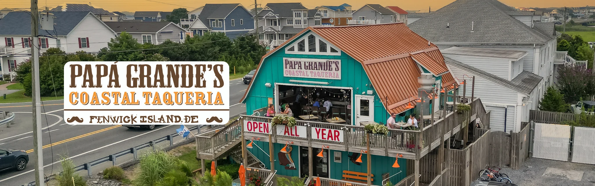 Exterior view of Papa Grande's Coastal Taqueria in Fenwick Island