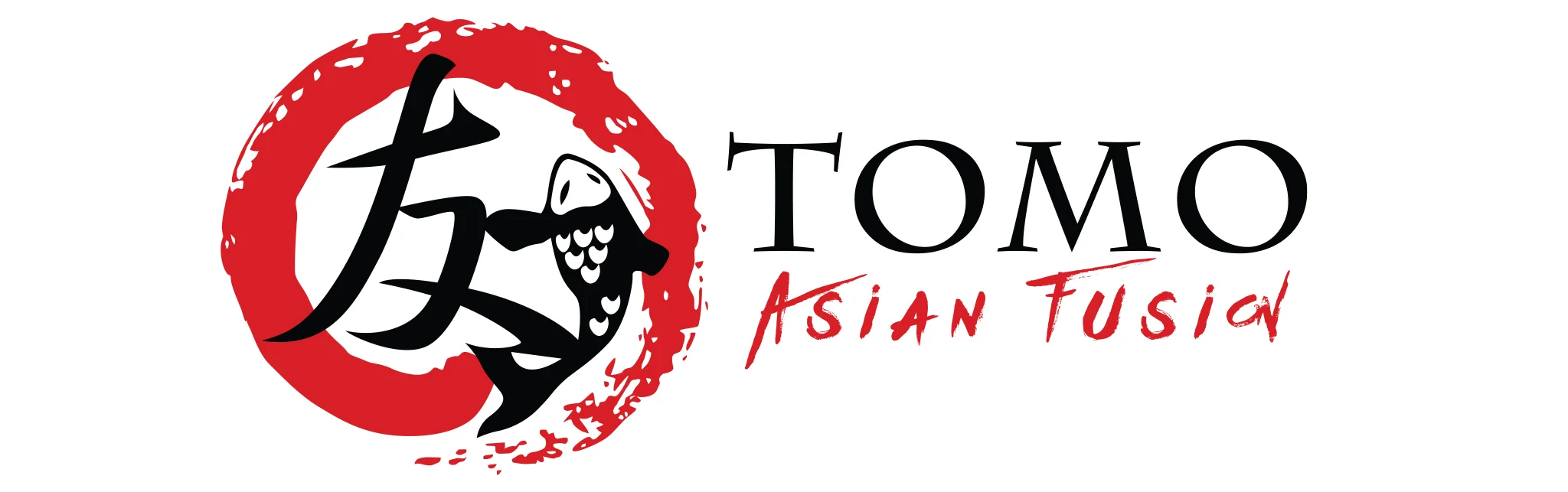 Logo of Tomo Asian Fusion restaurant featuring a fish design