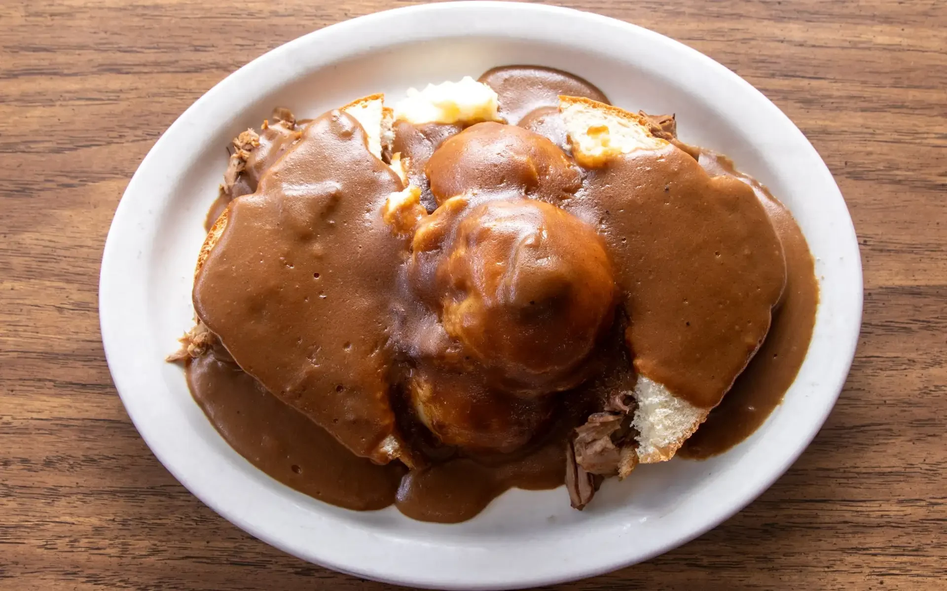 Savory Southern-style biscuits and gravy with roast beef