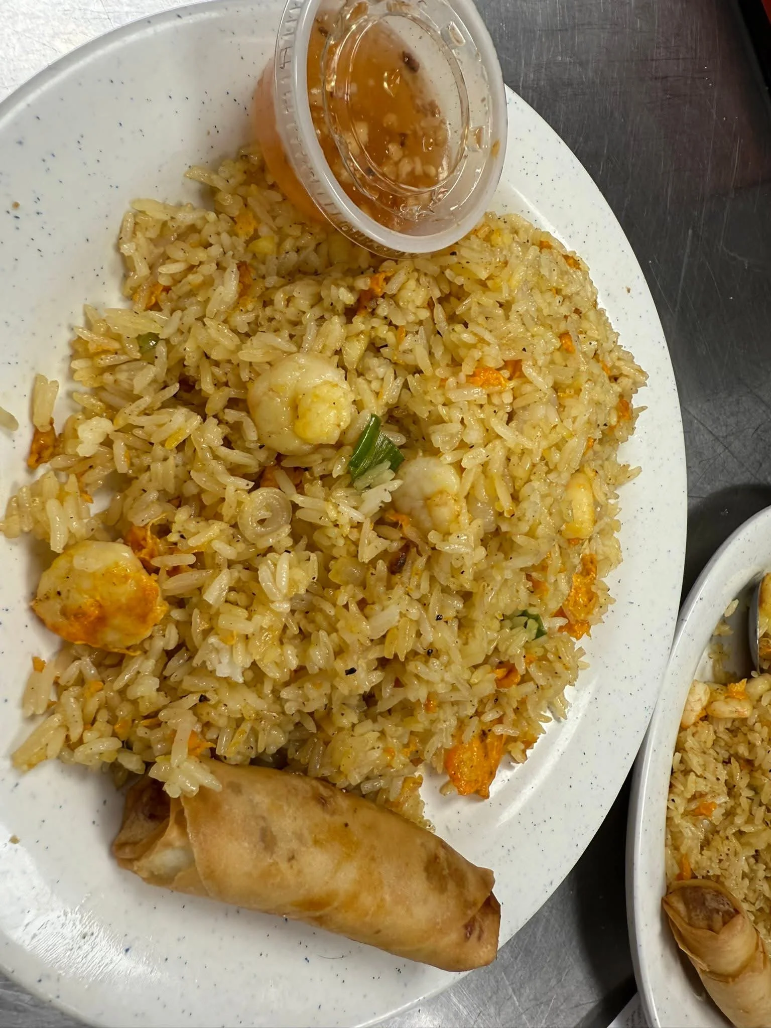 Fried rice and an egg roll