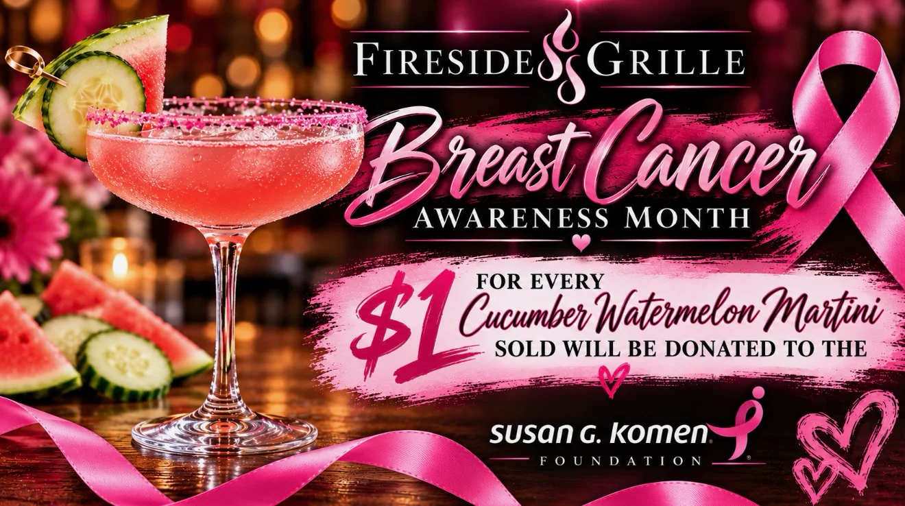 Elegant restaurant logo for Fireside Grille with fresh ingredients and craft cocktails