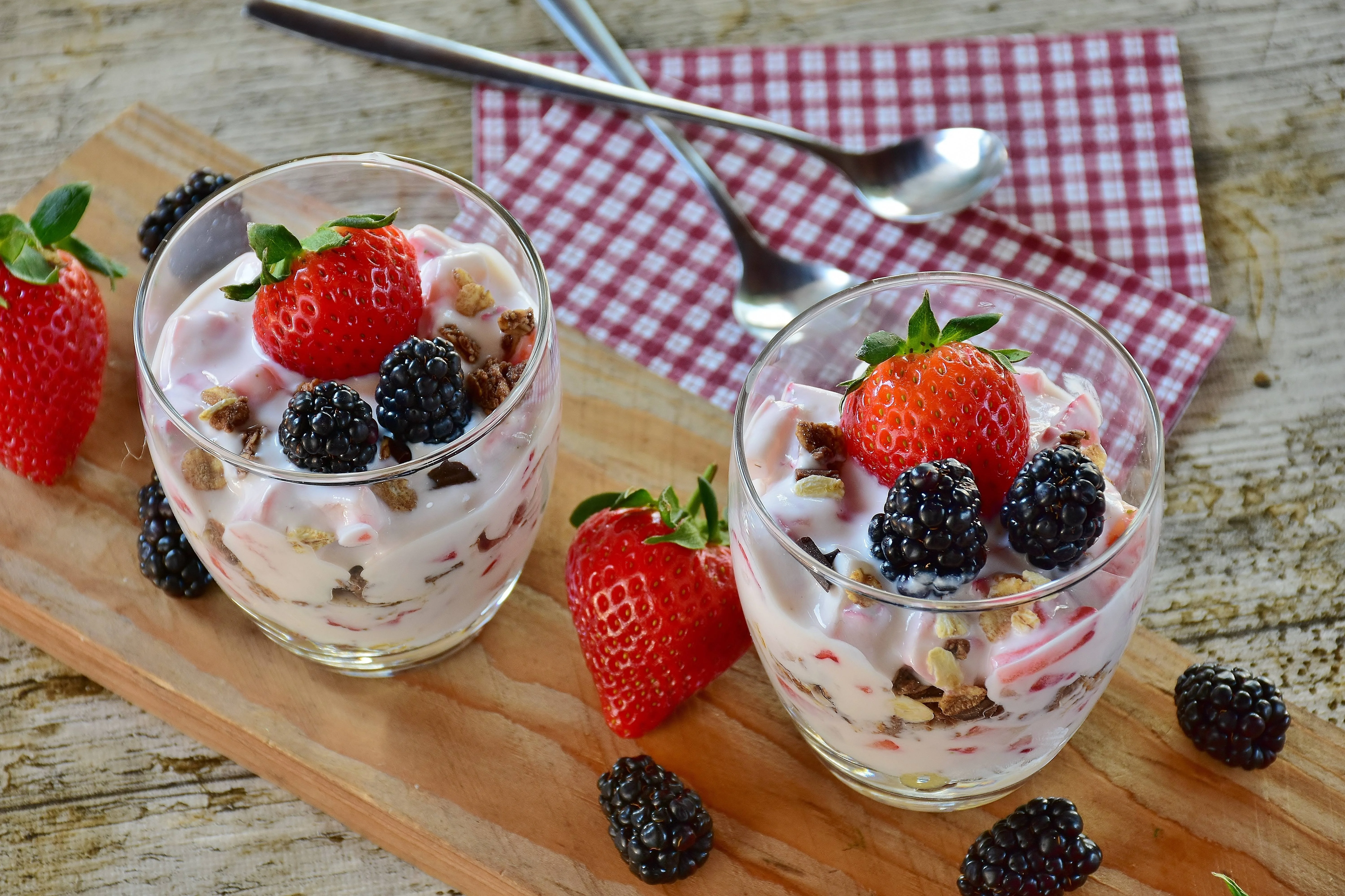 Yogurt with berries form a staple gluten-free Mediterranean diet breakfast.