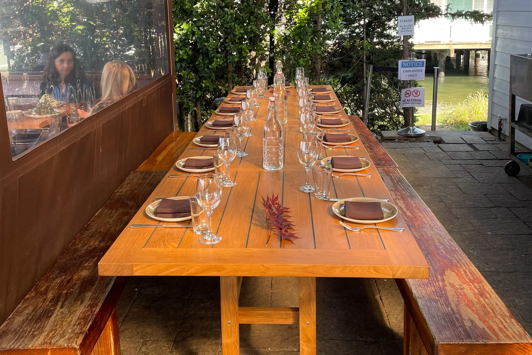 large outside table available to reserve, outside setting at Bar Bocce