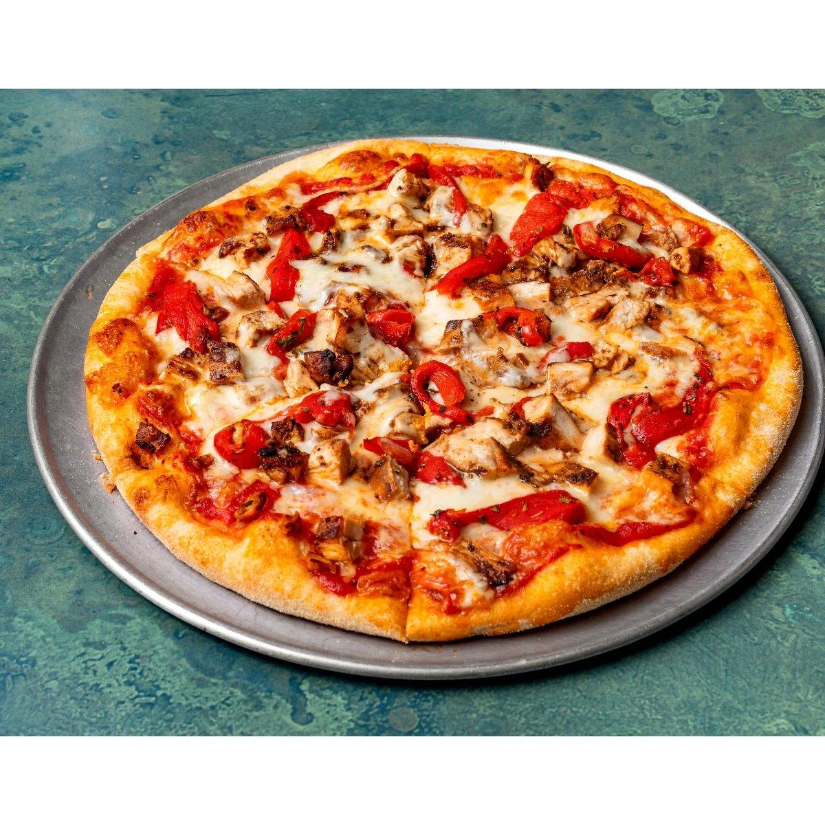 Marinated Chicken & Roasted Pepper Pizza