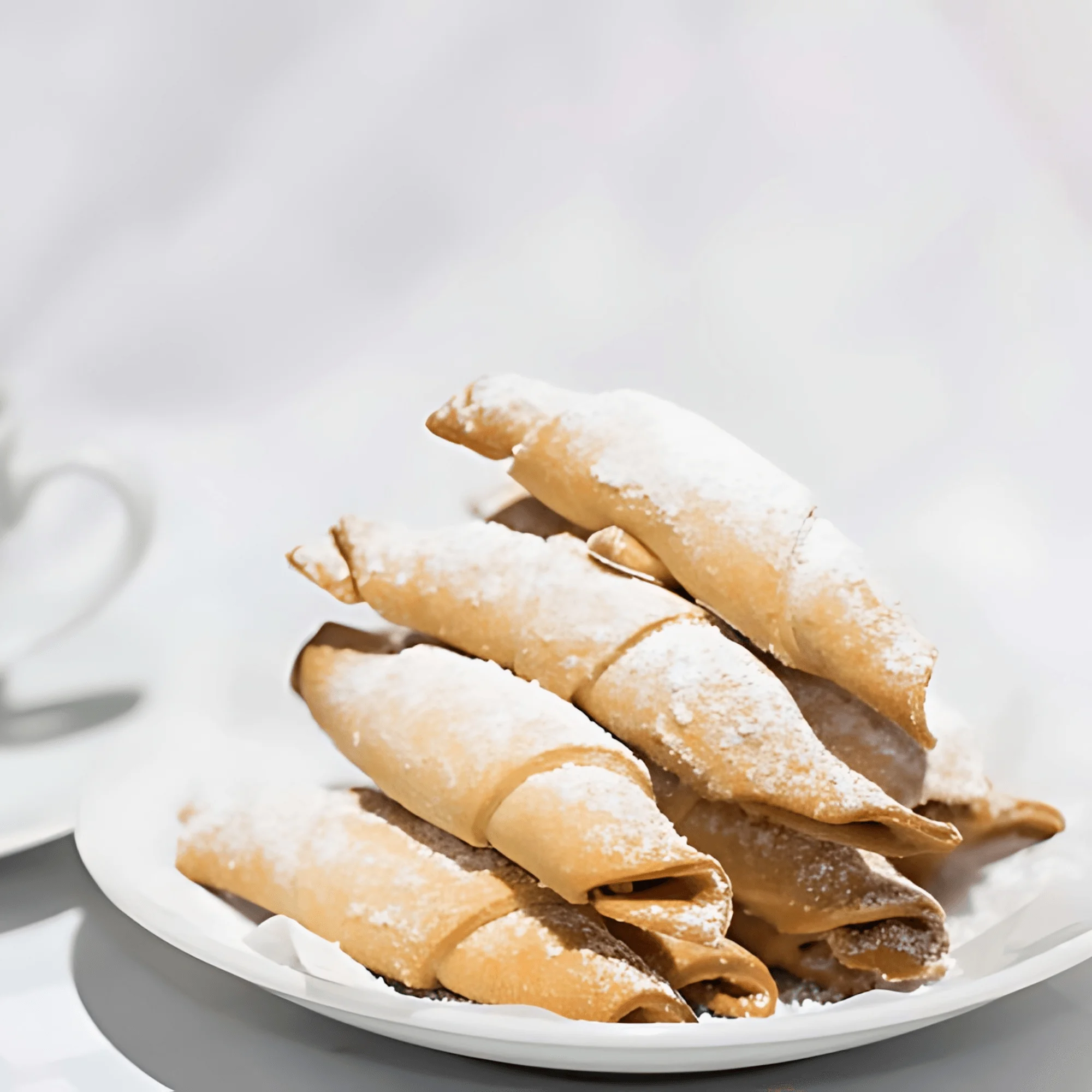 Delicious Italian cannoli dusted with powdered sugar
