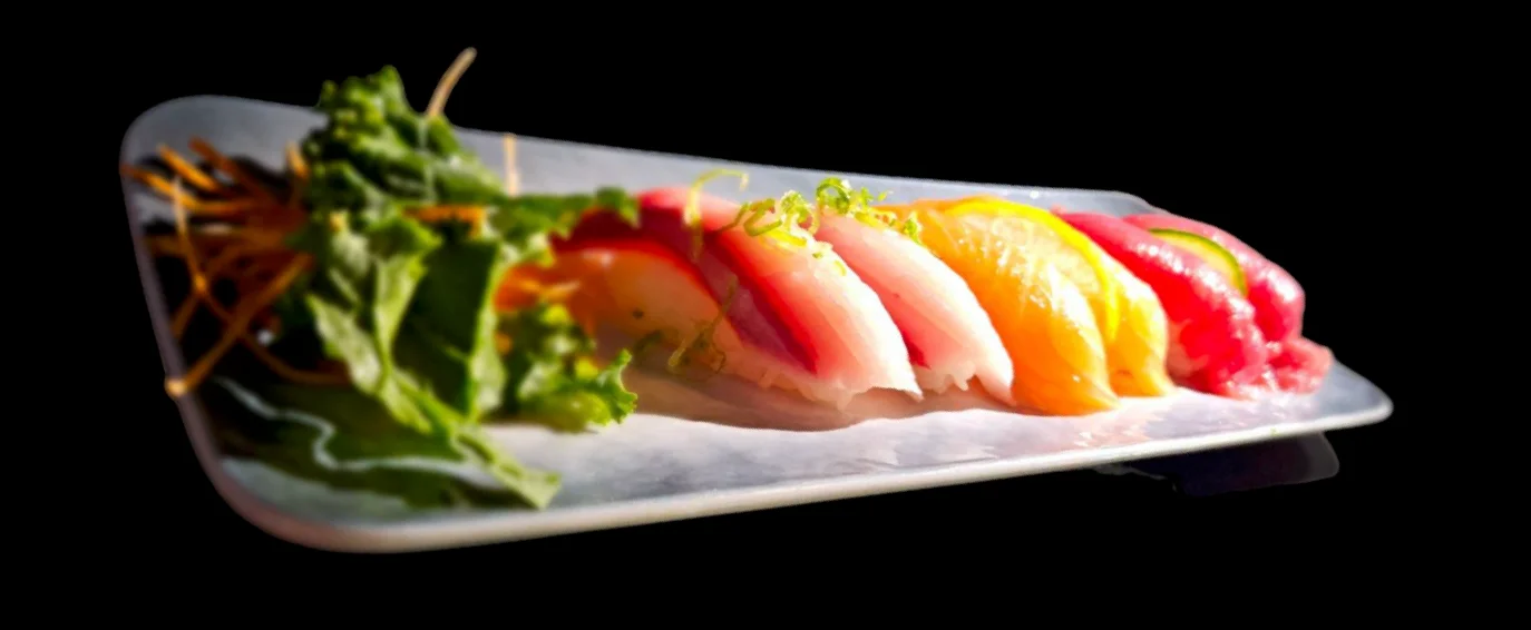 Assorted sashimi platter with fresh fish slices