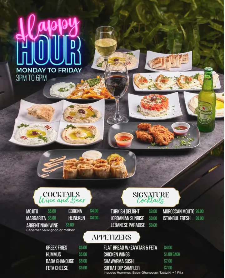 Brunch menu with food