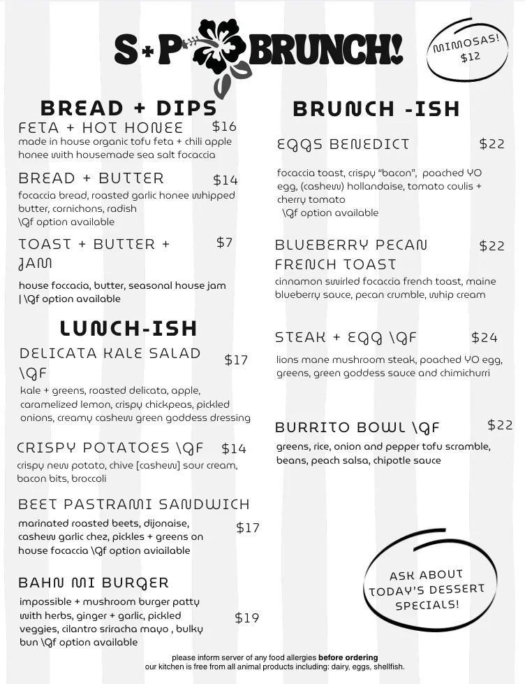 sample brunch menu