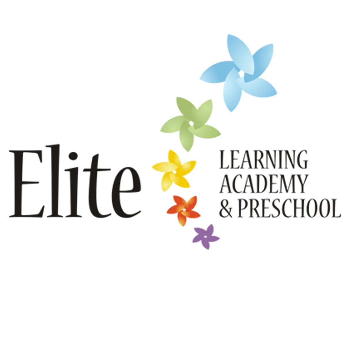Logo of Elite Learning Academy & Preschool with colorful flowers