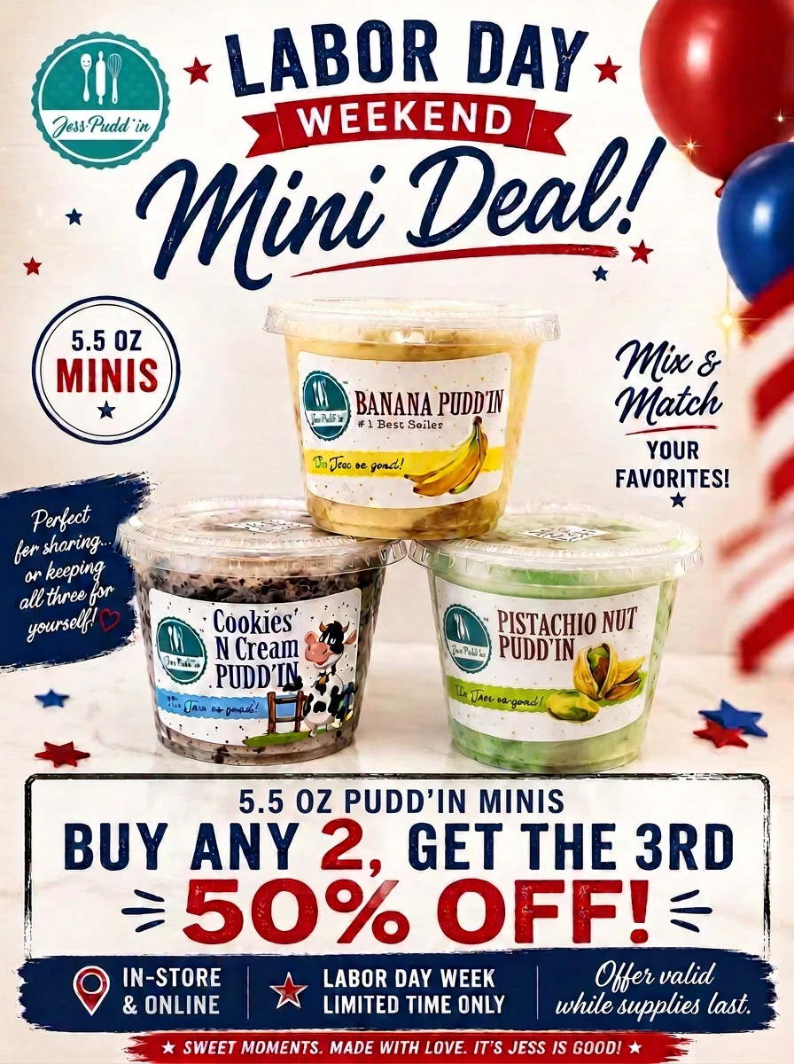 Mini dessert cups featuring banana, cookies and cream, and pistachio puddings